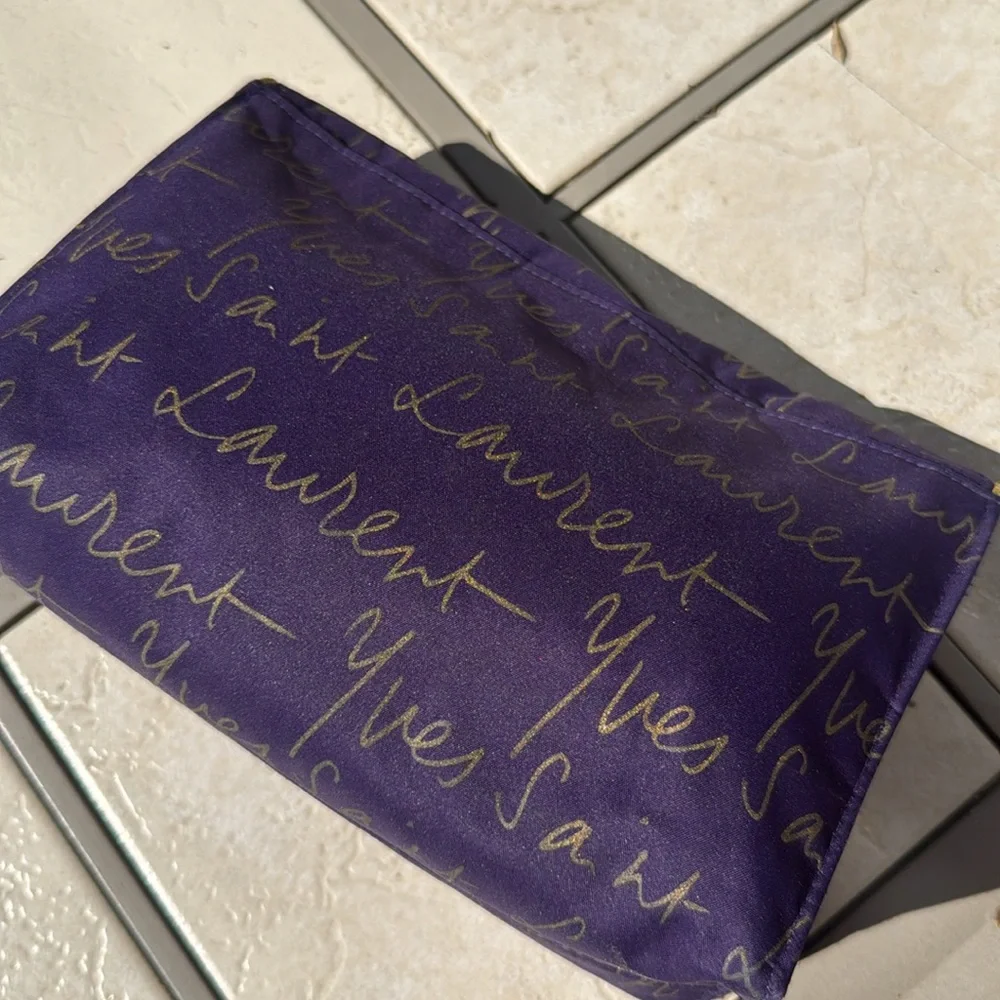 Yves Saint Laurent Purple and Gold Women's Bag cursive YSL logo all over - Picture 4 of 5